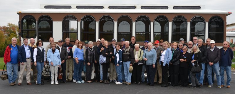 DSC_0113.JPG - ODPCers in front of one of our two trolleys prior to our guided tour of Fredericksburg, VA.