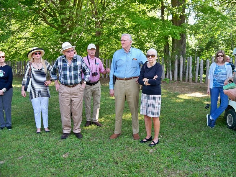 100_4241.JPG - Listening to our guide at Town Creek Indian Mound (Donna Hatfield, Lynn Rogerson, Don Kahler, Richard Obenschain, Chet and Dorothy Nagle, Carol Avenson)