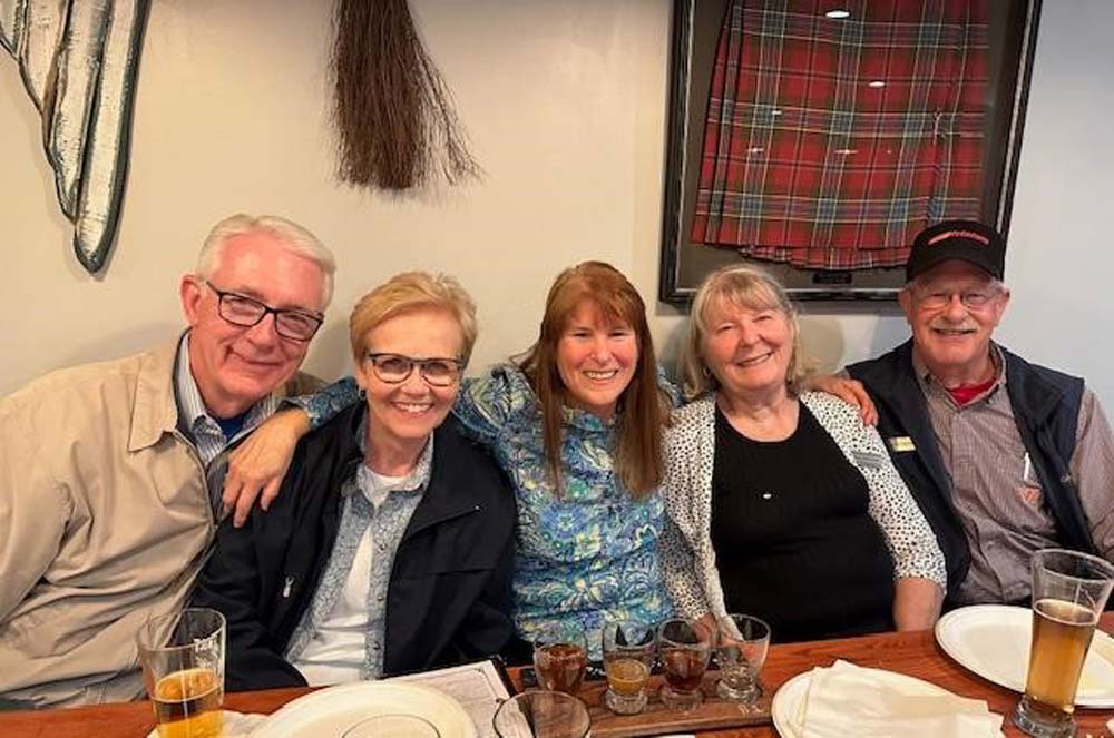 68.jpg - Mary & Craig Coulombe, Mark Fingerholz, and George Duke at the Dancing Kilt Brewery near the Marriott in Chester on Friday night.