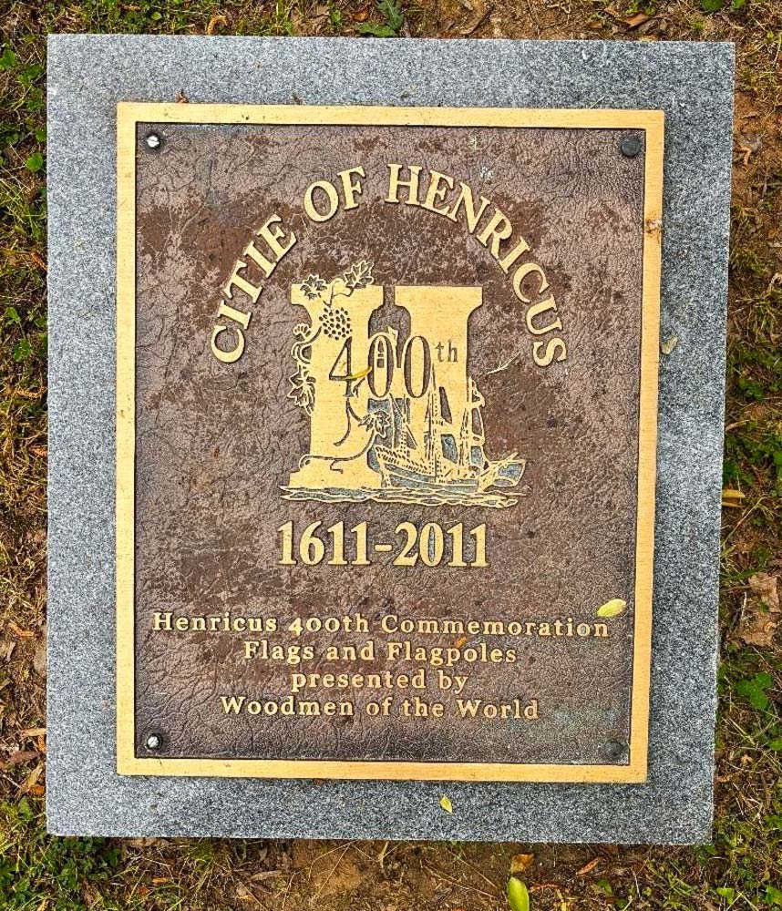 70.jpg - Plaque at the entrance to the Historic Henricus Park in Chester.