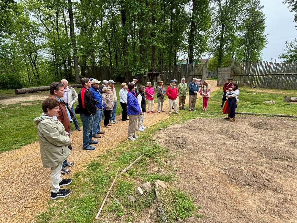 74.jpg - At an area depicting a Indian village, ODPC members learn about life at about the time English settlers came into the region.